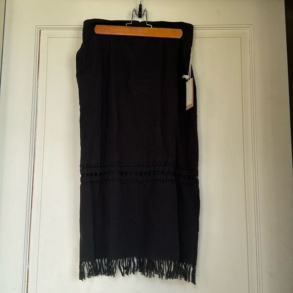NEW With Tag Beautiful Matte Silk Skirt With Fringe Detail By Mirth - Picture 1 of 10